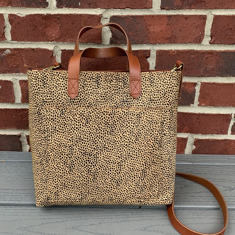 New Madewell Zip Top Small Spotted Calf Hair Tote